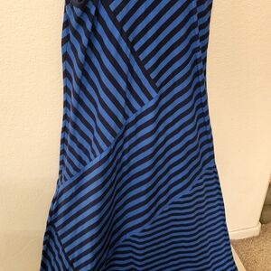 DKNY Blue and Black Striped A-Line Skirt